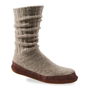 Acorn Ribbed wool leather slippers